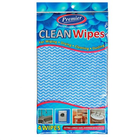 CLEAN WIPES - BULK or 4 Cloths in PRINTED PACK -