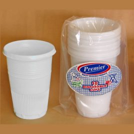 PLASTIC DISPOSABLE CUPS - WHITE - 300 ml