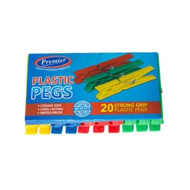 PLASTIC CLOTHES PEGS - 20 PACK - assorted colours - Product Code 197-20