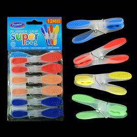 RUBBERISED CLOTHES PEGS - SUPER GRIP 12 PACK - Product Code 196